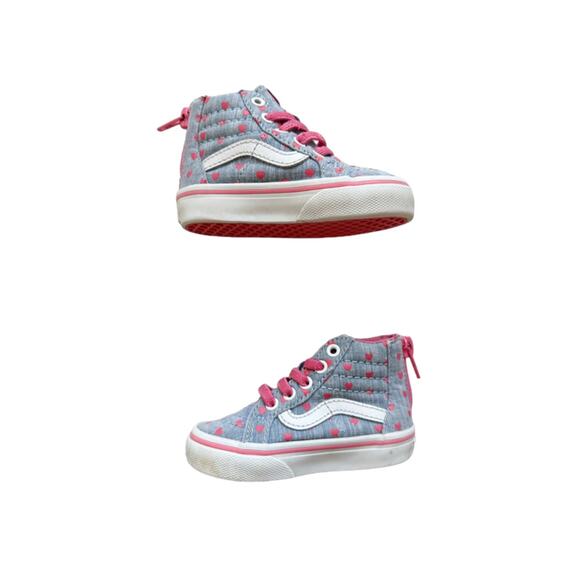 Vans Sk8-Hi Chambray Hearts Sneakers Size 4 - Picture 6 of 6